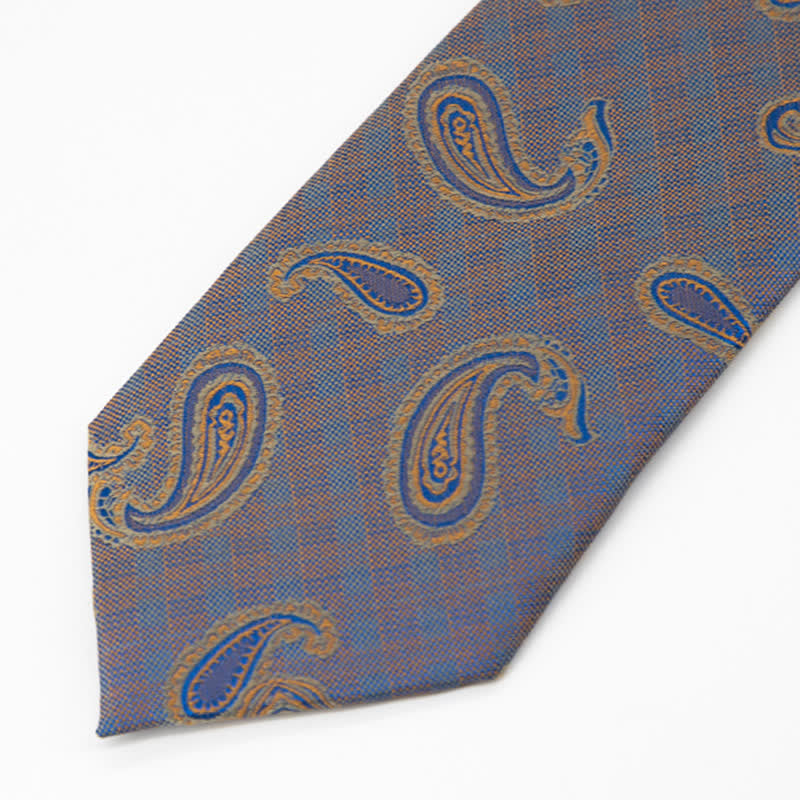 Cravatta da uomo con motivo Paisley blu e oro Kaleidoscope - image 2