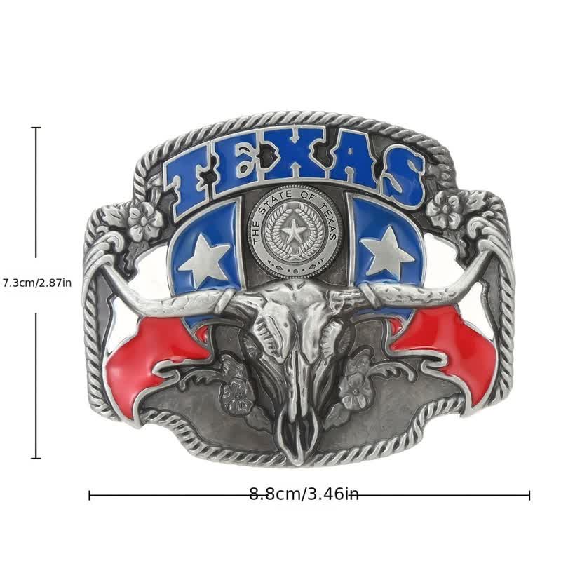 Cintura in pelle fai da te con fibbia a forma di toro Longhorn con bandiera del Texas da uomo - image 2