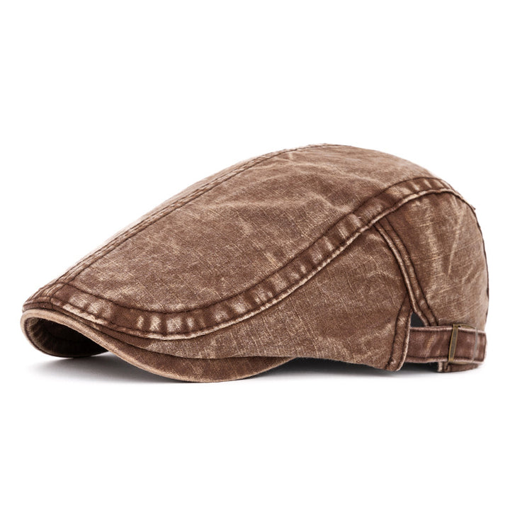 Berretto in puro cotone lavato in stile britannico primaverile ed estivo - Caffè - Regolabile (22"-24") - image 11