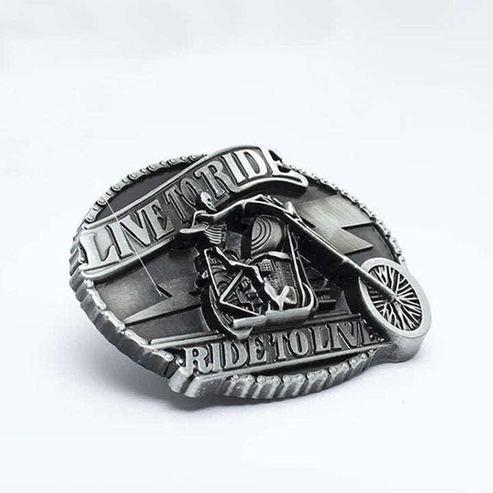 Cintura in pelle da uomo con teschio da motociclista scheletro - image 8