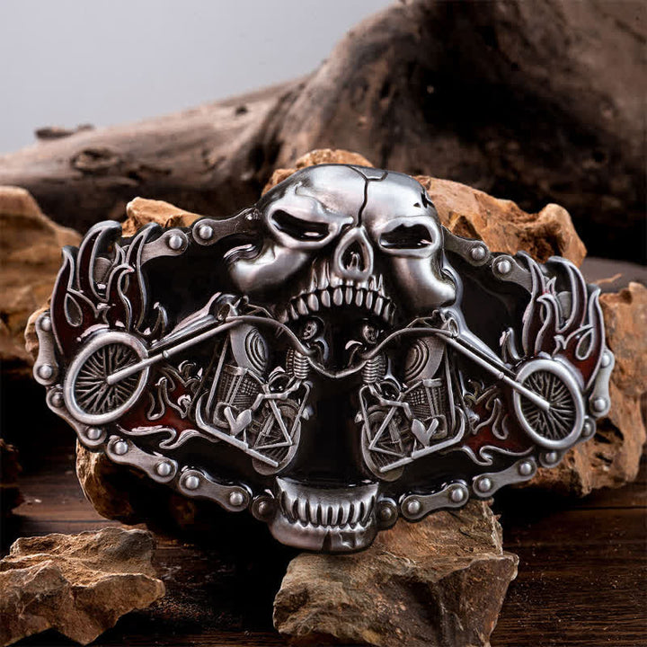 Cintura in pelle con fibbia a forma di testa di fantasma da motociclista fai da te da uomo - Cranio - Senza cintura - image 0