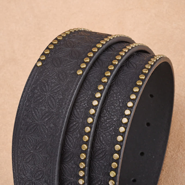 Cintura da uomo in pelle con rivetti Longhorn Steer Antique - image 4