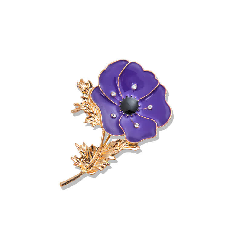 Spilla da donna con dipinto a olio vintage a forma di papavero - Viola - image 6