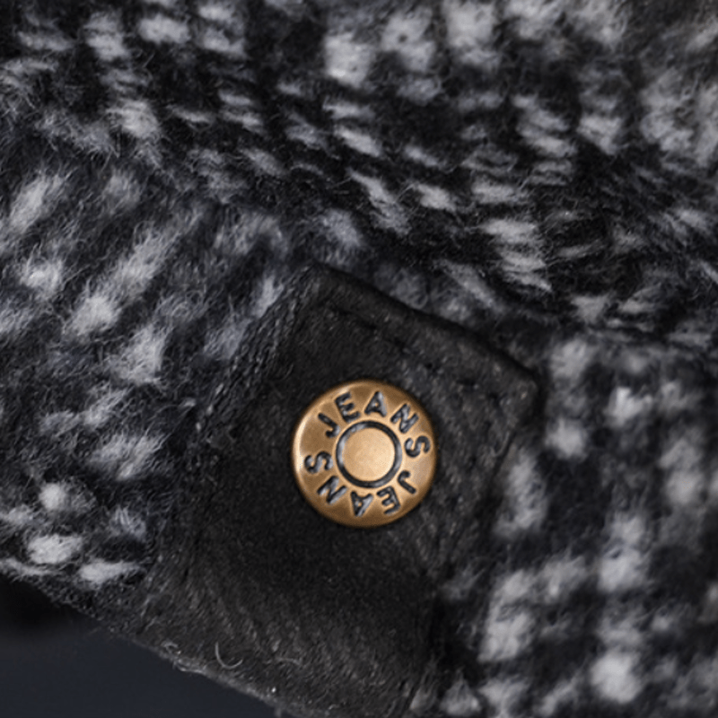 Berretto ottagonale da newsboy in tweed maculato nero - image 7