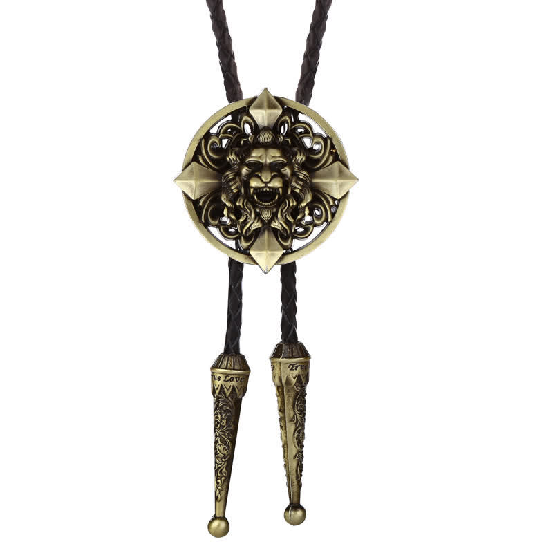 Cravatta Bolo a forma di animale con leone che ulula - Oro antico - image 0