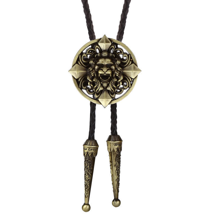 Cravatta Bolo a forma di animale con leone che ulula - Oro antico - image 0