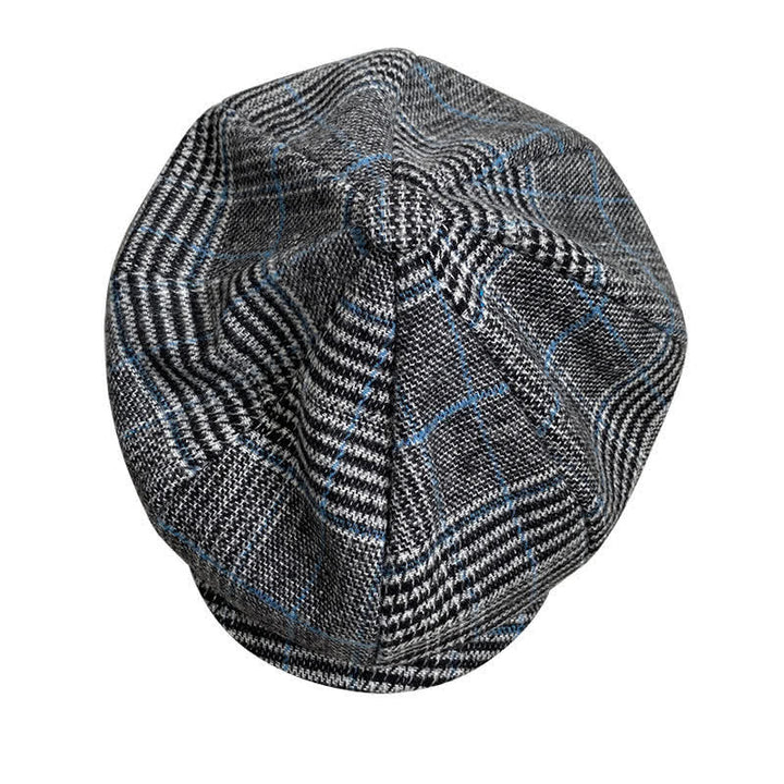 Berretto basco ottagonale scozzese grigio e blu Newsboy - image 6
