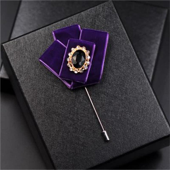 2 pezzi Royal Rhinestone Spilla Velluto Papillon Set - image 3