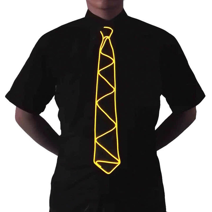 Cravatta luminosa con striscia LED al neon - Giallo - image 3