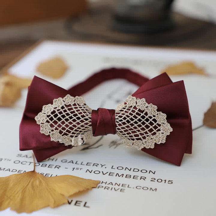 Papillon elegante in pizzo floreale da uomo - Borgogna - image 11