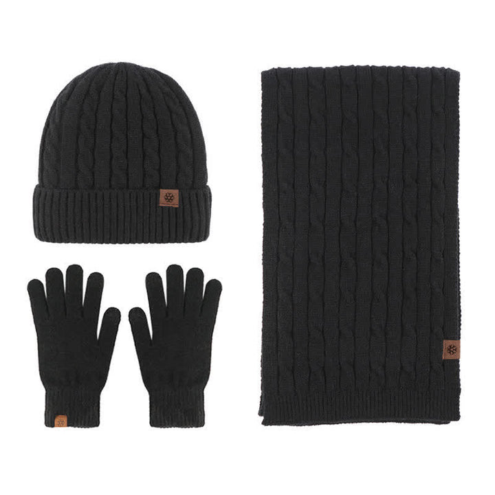 Set di 3 pezzi unisex di caldo cappello sciarpa guanti - Nero - Regolabile (21 1/4"-22 7/8") - image 15