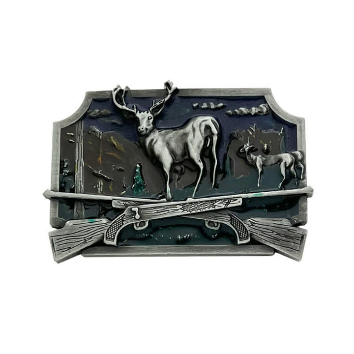 Cintura in pelle fai da te da uomo con fibbia da cacciatore di fucili da caccia - Argento antico - Senza cintura - image 3