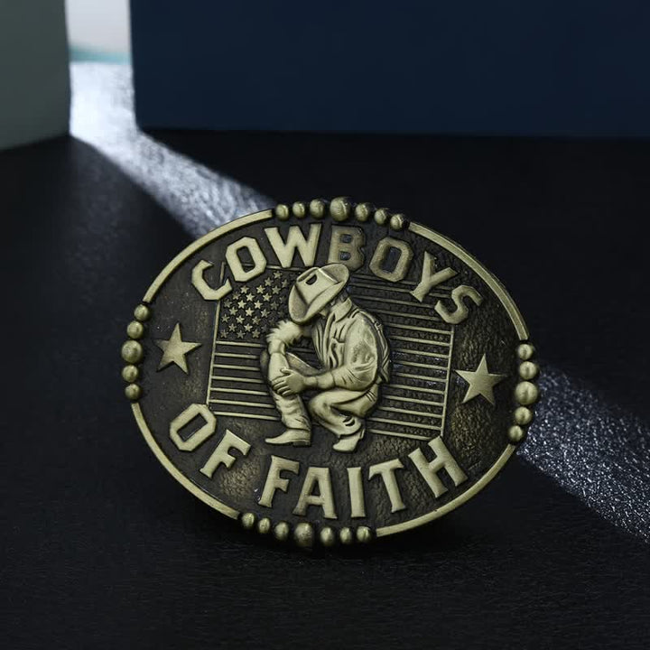 Cintura in pelle con fibbia "Cowboys Of Faith" fai da te da uomo - Oro antico - Senza cintura - image 0