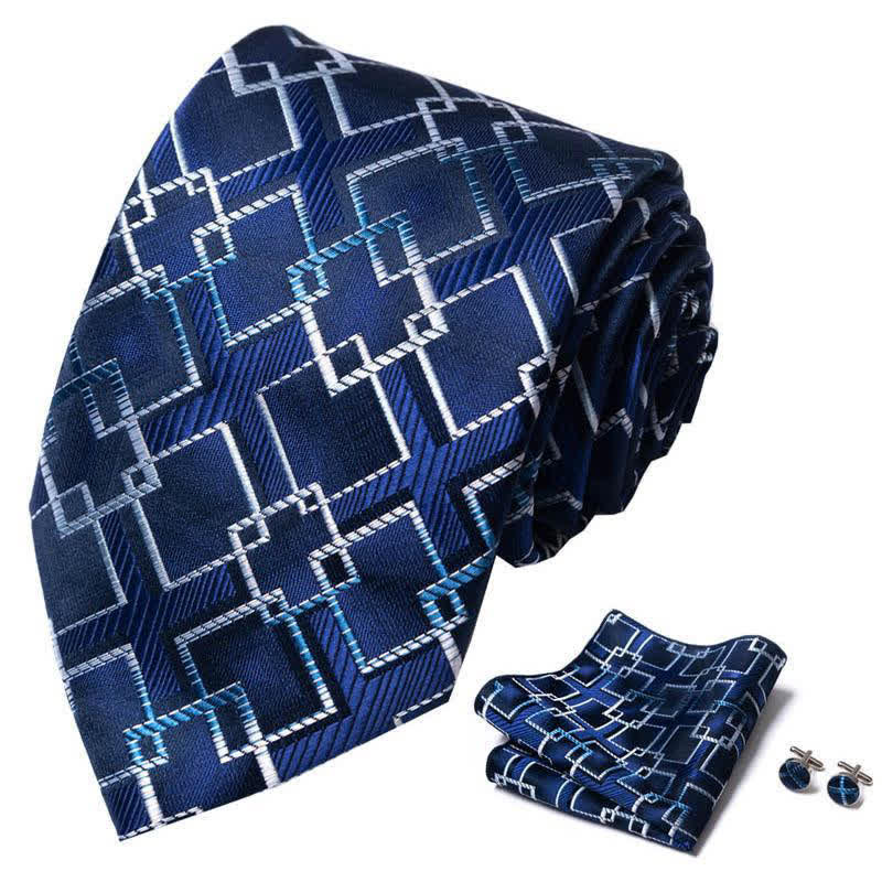 Set di 3 cravatte da uomo blu e bianche Crisp Cool - image 1