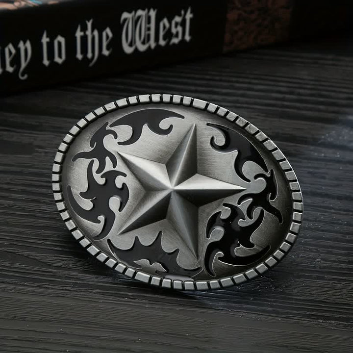 Cintura in pelle con fibbia a stella solitaria in argento fai da te da uomo - Stella - Senza cintura - image 0