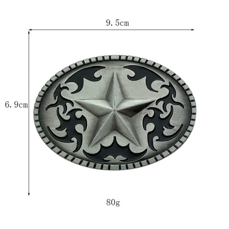 Cintura in pelle con fibbia a stella solitaria in argento fai da te da uomo - image 2