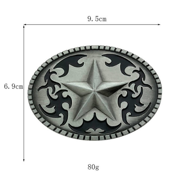 Cintura in pelle con fibbia a stella solitaria in argento fai da te da uomo - image 2