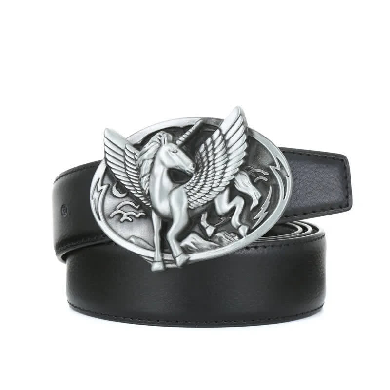 Cintura in pelle con fibbia unicorno argento antico fai da te da uomo - image 2