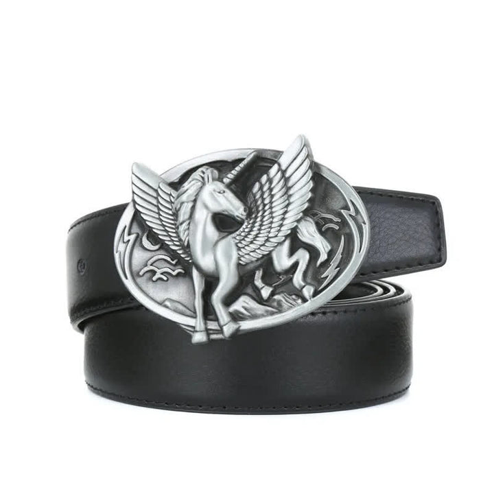 Cintura in pelle con fibbia unicorno argento antico fai da te da uomo - image 2