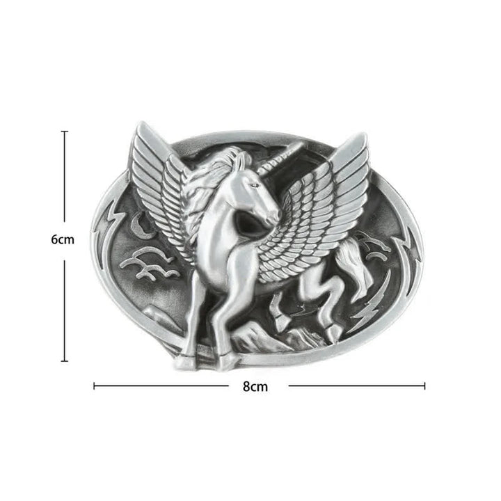 Cintura in pelle con fibbia unicorno argento antico fai da te da uomo - image 3