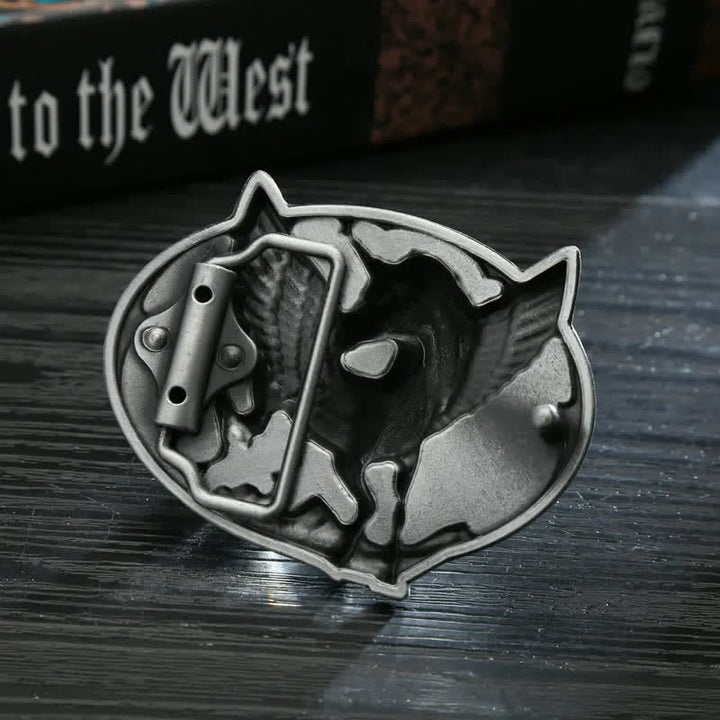 Cintura in pelle con fibbia unicorno argento antico fai da te da uomo - image 1