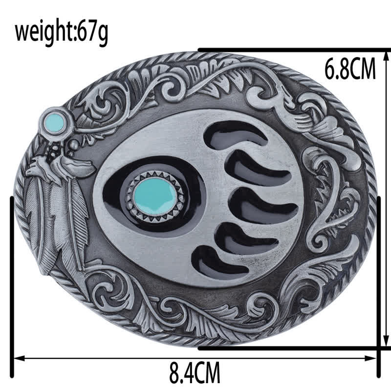 Cintura in pelle con fibbia a forma di zampa d'orso in smalto blu fai da te da uomo - image 2