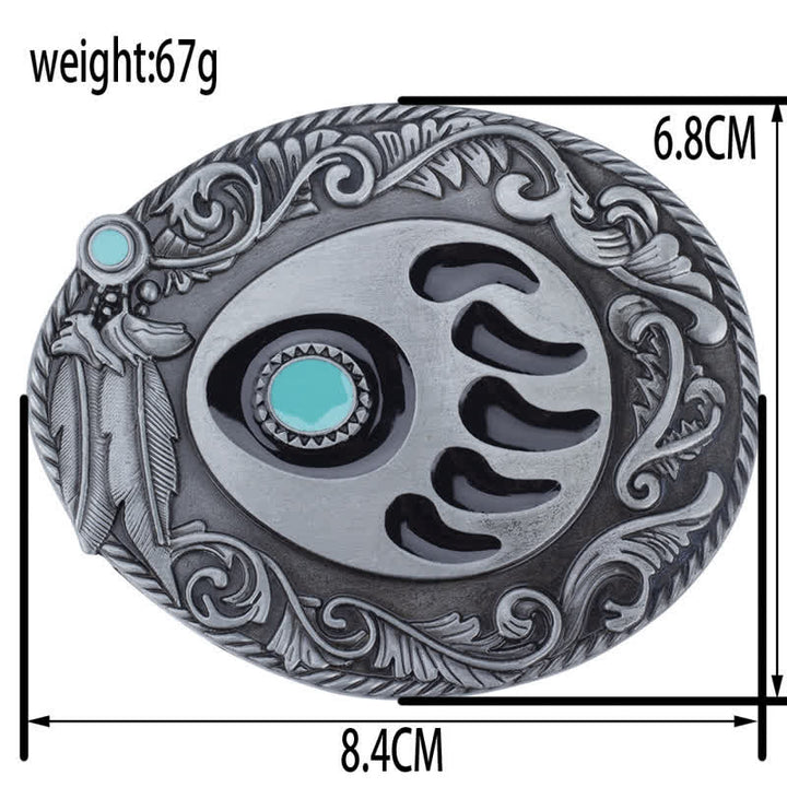 Cintura in pelle con fibbia a forma di zampa d'orso in smalto blu fai da te da uomo - image 2