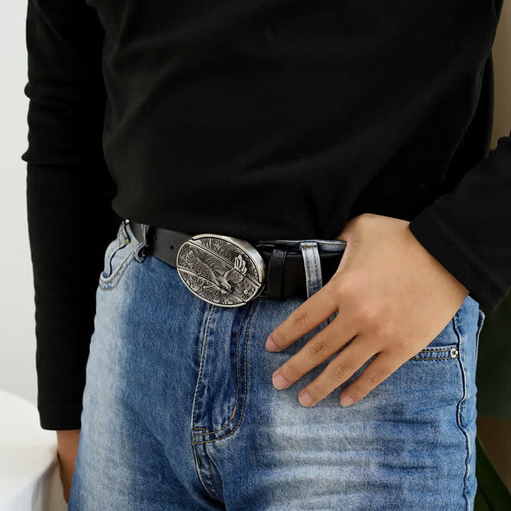 Cintura in pelle Soaring Eagle da uomo con coltello pieghevole - image 12