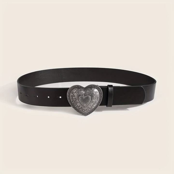 Cintura in pelle con incisione floreale a forma di cuore da donna - image 4