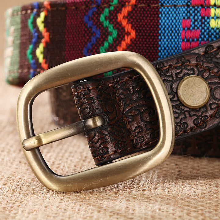 Cintura etnica in pelle con ricamo azteco affascinante da donna - image 2