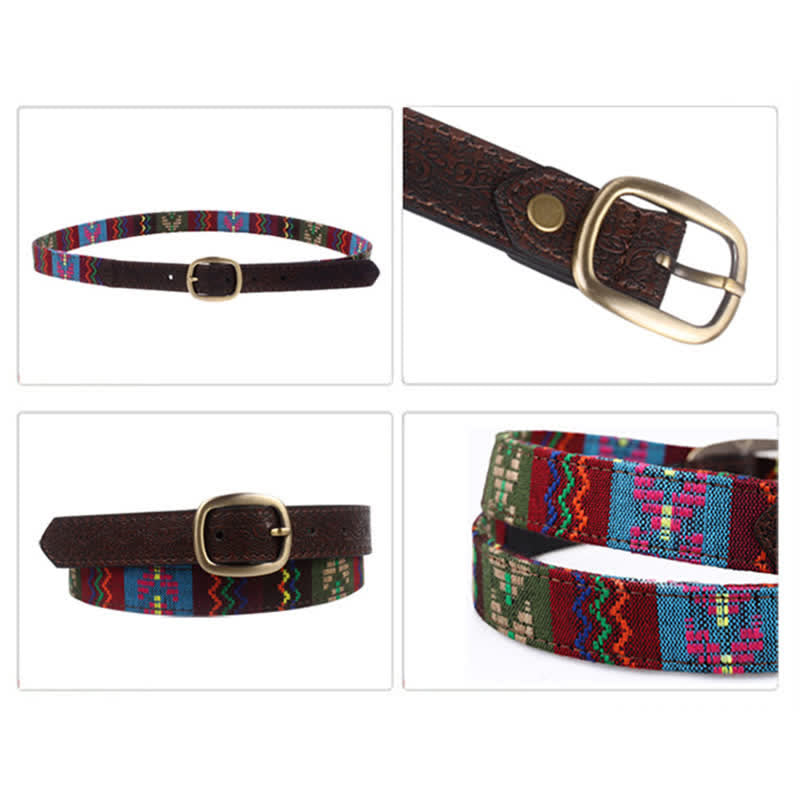 Cintura etnica in pelle con ricamo azteco affascinante da donna - image 3