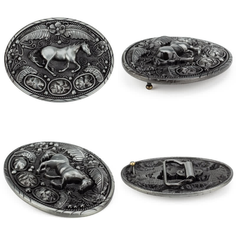 Cintura in pelle con fibbia in rilievo a forma di aquila e cavallo fai da te da uomo - image 2