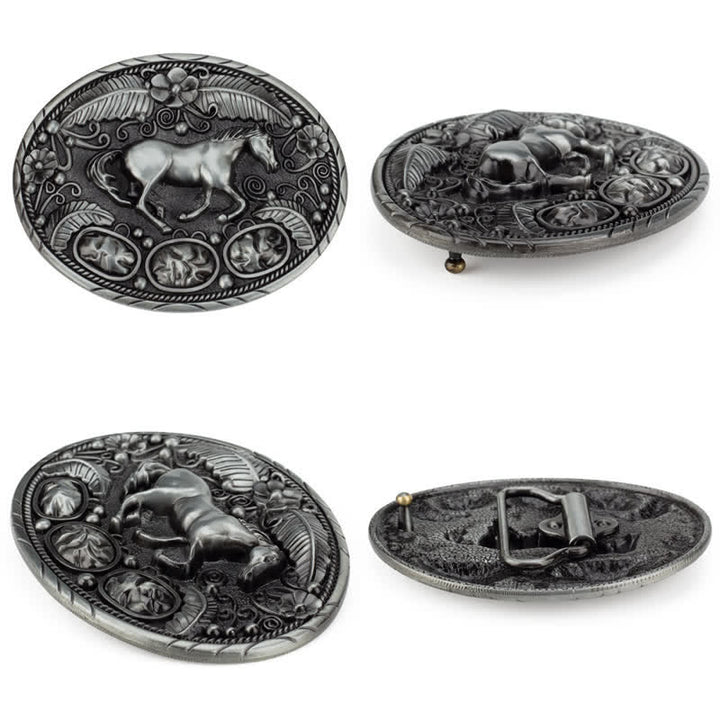 Cintura in pelle con fibbia in rilievo a forma di aquila e cavallo fai da te da uomo - image 2
