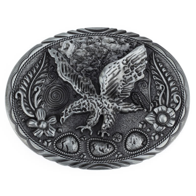 Cintura in pelle con fibbia in rilievo a forma di aquila e cavallo fai da te da uomo - Aquila - Senza cintura - image 3