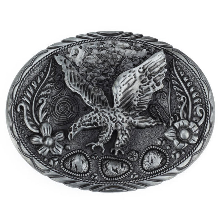 Cintura in pelle con fibbia in rilievo a forma di aquila e cavallo fai da te da uomo - Aquila - Senza cintura - image 3
