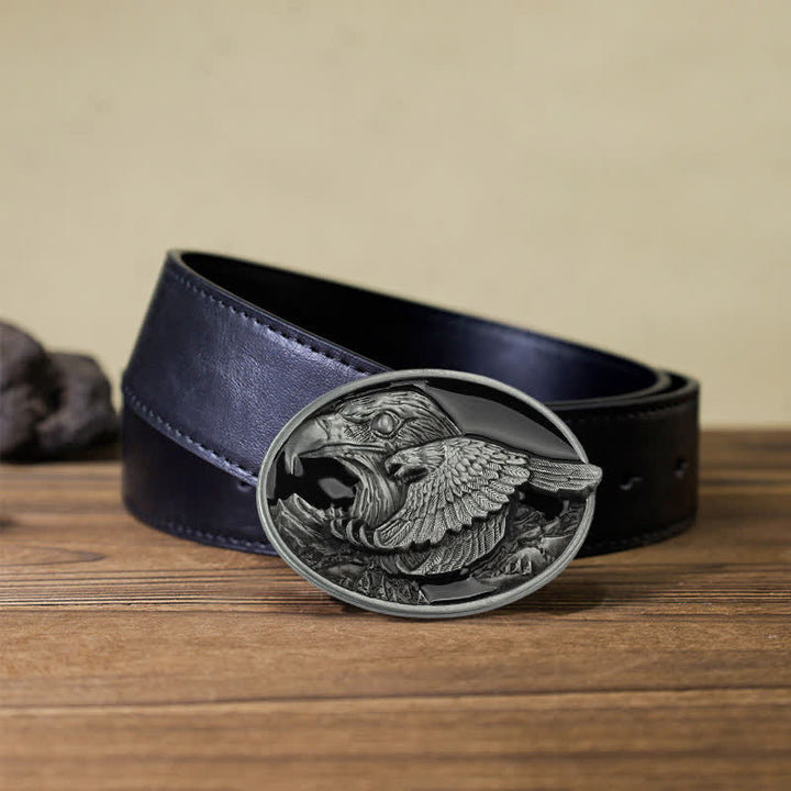 Cintura in pelle con fibbia goffrata Double Eagle fai da te da uomo - Aquila - Cintura PU nera (40) - image 4