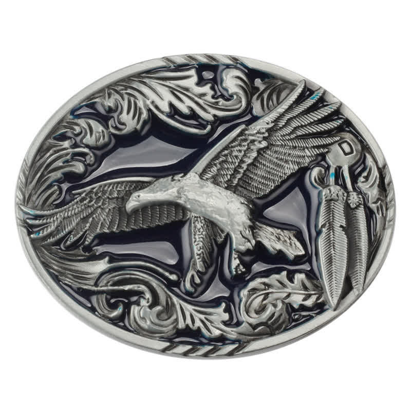 Cintura in pelle con fibbia ovale smaltata a forma di foglia d'aquila fai da te da uomo - image 2