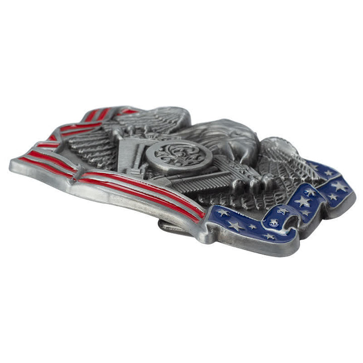 Cintura in pelle con fibbia multicolore patriottica aquila fai da te da uomo - image 4