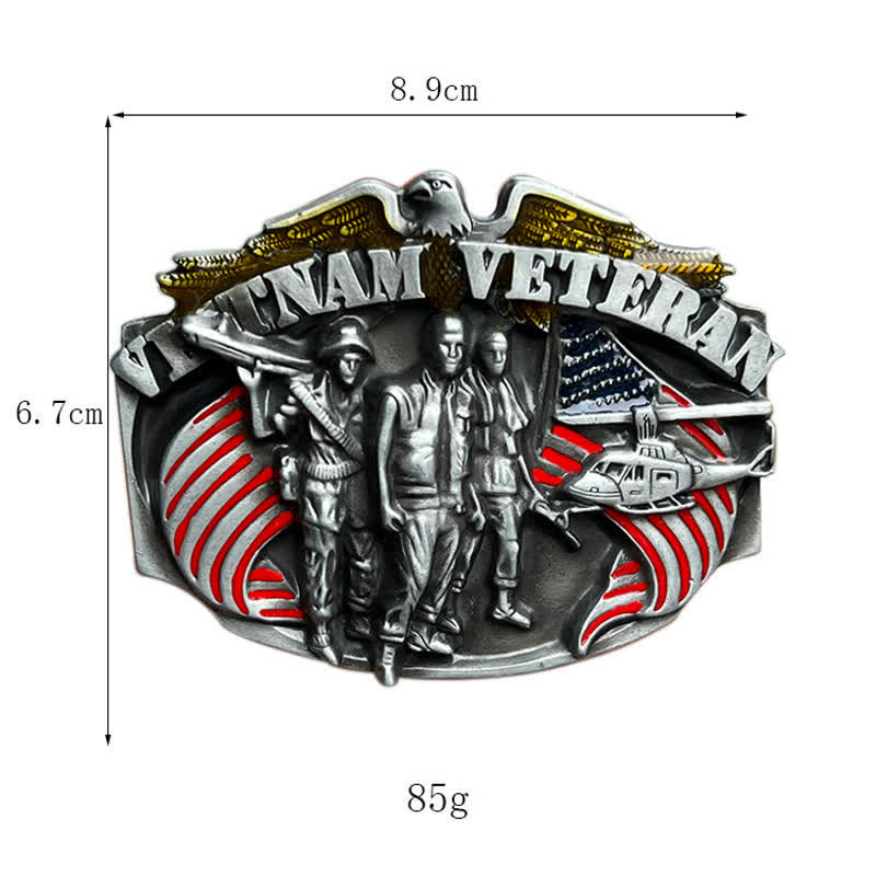 Cintura in pelle fai da te con fibbia da veterano del Vietnam da uomo - image 2