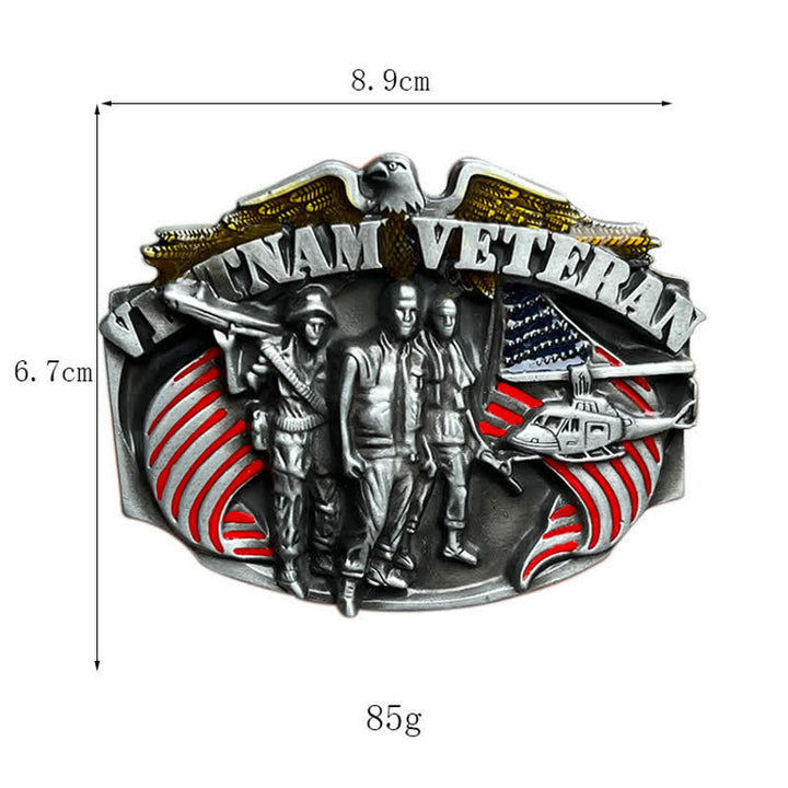 Cintura in pelle fai da te con fibbia da veterano del Vietnam da uomo - image 2