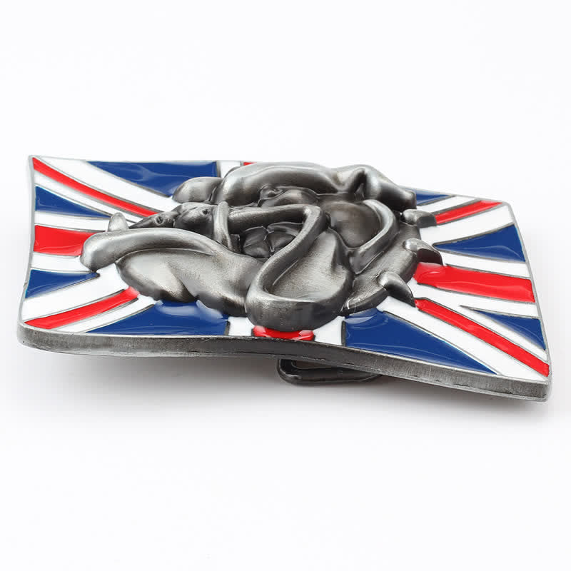 Cintura in pelle fai da te da uomo con fibbia a forma di testa di bulldog con bandiera britannica - image 2
