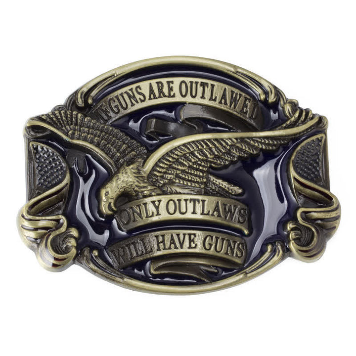 Cintura in pelle con fibbia a forma di aquila volante fai da te da uomo - Bronzo antico - Senza cintura - image 5