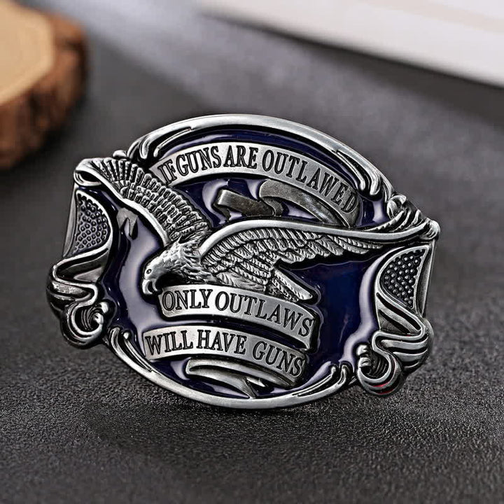 Cintura in pelle con fibbia a forma di aquila volante fai da te da uomo - Argento antico - Senza cintura - image 0