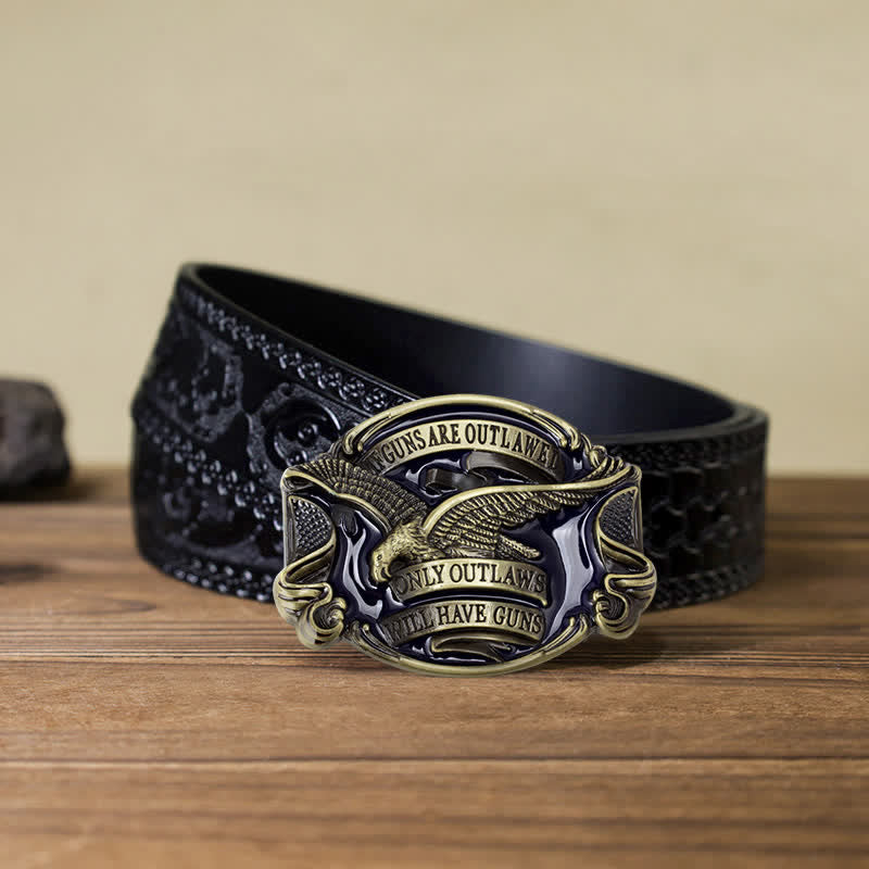 Cintura in pelle con fibbia a forma di aquila volante fai da te da uomo - Bronzo antico - Cintura nera intagliata (40) - image 17