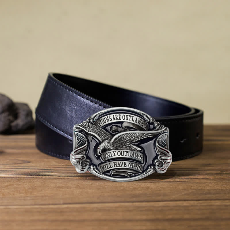 Cintura in pelle con fibbia a forma di aquila volante fai da te da uomo - Argento antico - Cintura PU nera (40) - image 7