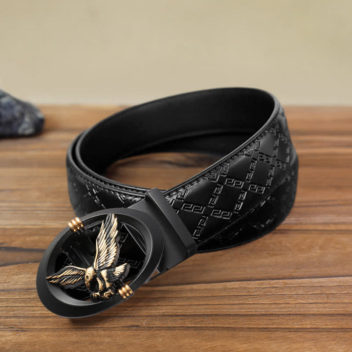Cintura in pelle con fibbia automatica fai da te Eagle Black Hollow da uomo - Oro - Cintura modello diamante nero (40) - image 6
