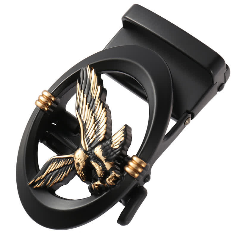 Cintura in pelle con fibbia automatica fai da te Eagle Black Hollow da uomo - Oro - Senza cintura - image 2