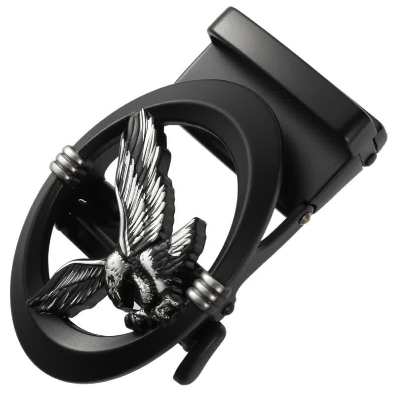 Cintura in pelle con fibbia automatica fai da te Eagle Black Hollow da uomo - Argento - Senza cintura - image 10