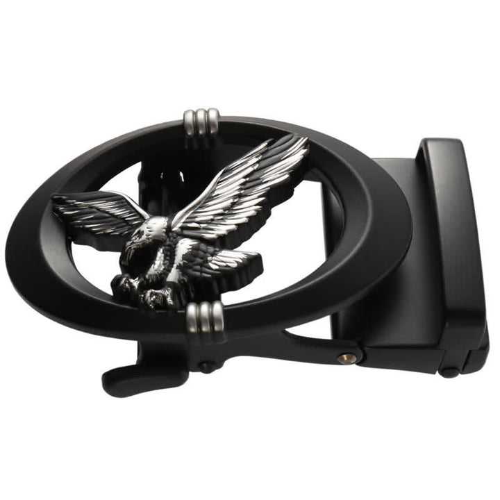 Cintura in pelle con fibbia automatica fai da te Eagle Black Hollow da uomo - image 11