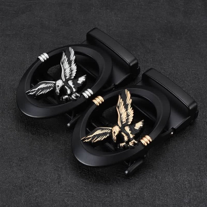 Cintura in pelle con fibbia automatica fai da te Eagle Black Hollow da uomo - image 0